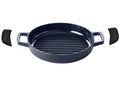 Alva Grillpan / Grillplaat Nori ø 28 cm + Gratis Leren Handvaten - geschikt voor alle warmtebronnen - geëmailleerde anti-aanbaklaag