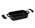 Alva Ovenschaal / Braadslede Gietijzer Nori + Gratis Leren Handvaten - 30 x 21 x 8.2 cm - geëmailleerde anti-aanbaklaag