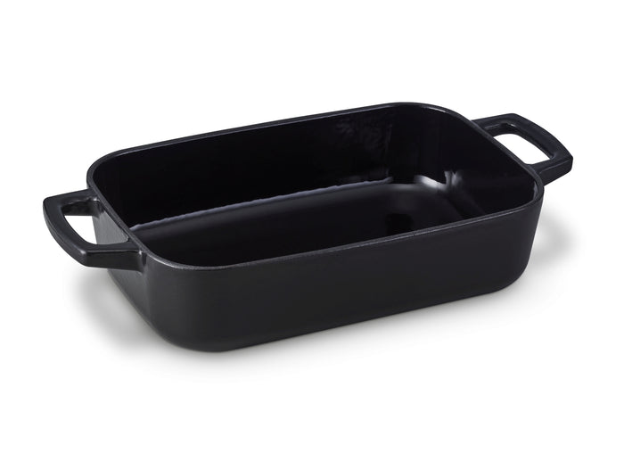 Alva Ovenschaal / Braadslede Gietijzer Nori + Gratis Leren Handvaten - 30 x 21 x 8.2 cm - geëmailleerde anti-aanbaklaag