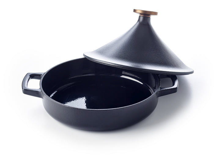 Alva Tajine Nori Inductie ø 28 cm / 3 liter + Gratis Leren Handvaten - geëmailleerde anti-aanbaklaag - geschikt voor alle warmtebronnen