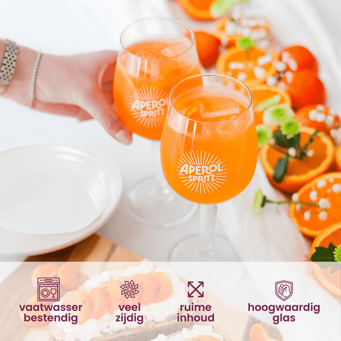 Aperol Spritz Glazen - 450 ml - Officieel Glas - 6 stuks