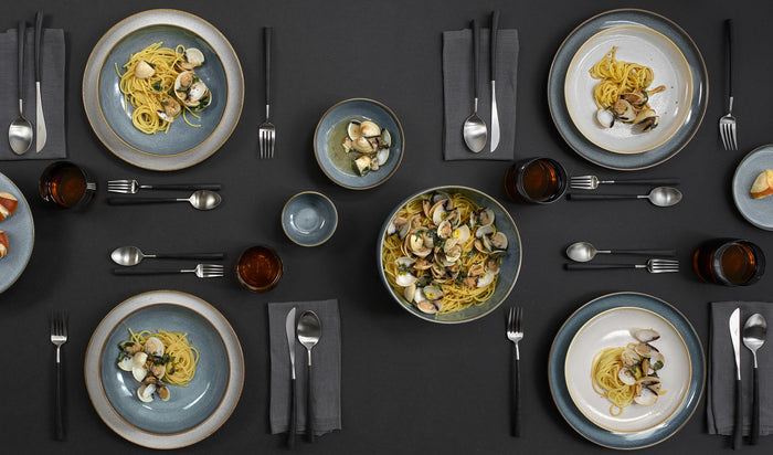 ASA Selection Serviesset Saisons - Denim 18 delig / 6 personen - 6 dinerborden, 6 ontbijtborden en 6 kommen