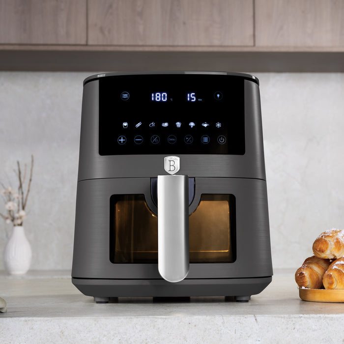 BerlingerHaus Airfryer XL Mat Antraciet - met Kijkvenster - 5 Liter - 1400W