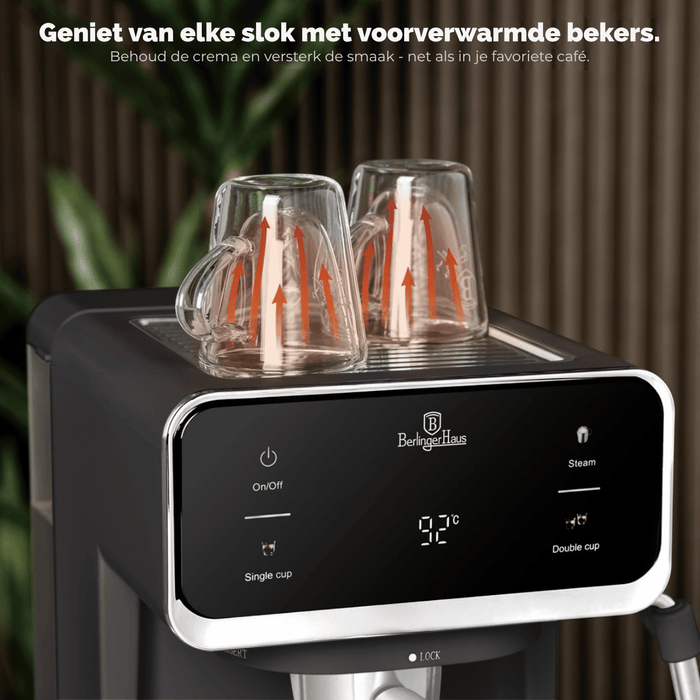 BerlingerHaus Espressomachine / Pistonmachine Digitaal Mat Antraciet - 3-in-1 - 20 Bar - 1.0 Liter