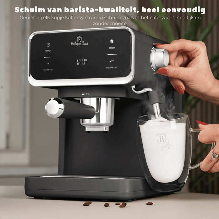 BerlingerHaus Espressomachine / Pistonmachine Digitaal Mat Antraciet - 3-in-1 - 20 Bar - 1.0 Liter