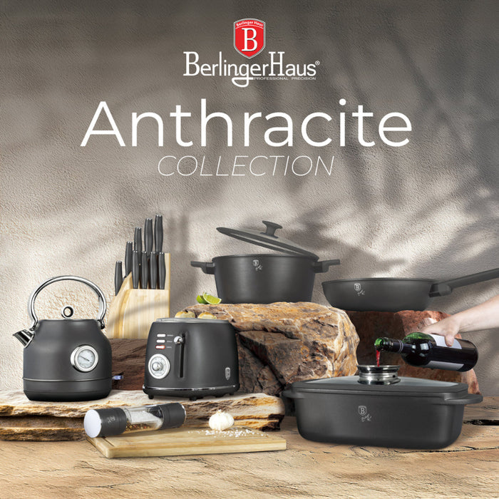 BerlingerHaus Peper- en Zoutmolen Set Elektrisch Mat Antraciet - Keramische Molen - 2-Delig