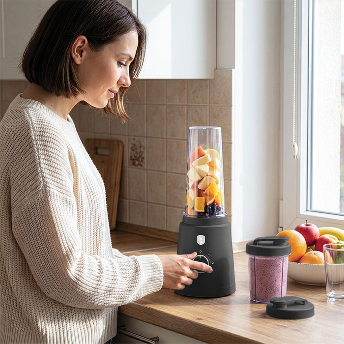 BerlingerHaus Smoothie Blender to Go Mat Antraciet - Inclusief 2 Bekers - 320W