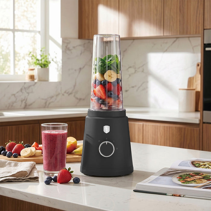 BerlingerHaus Smoothie Blender to Go Mat Antraciet - Inclusief 2 Bekers - 320W