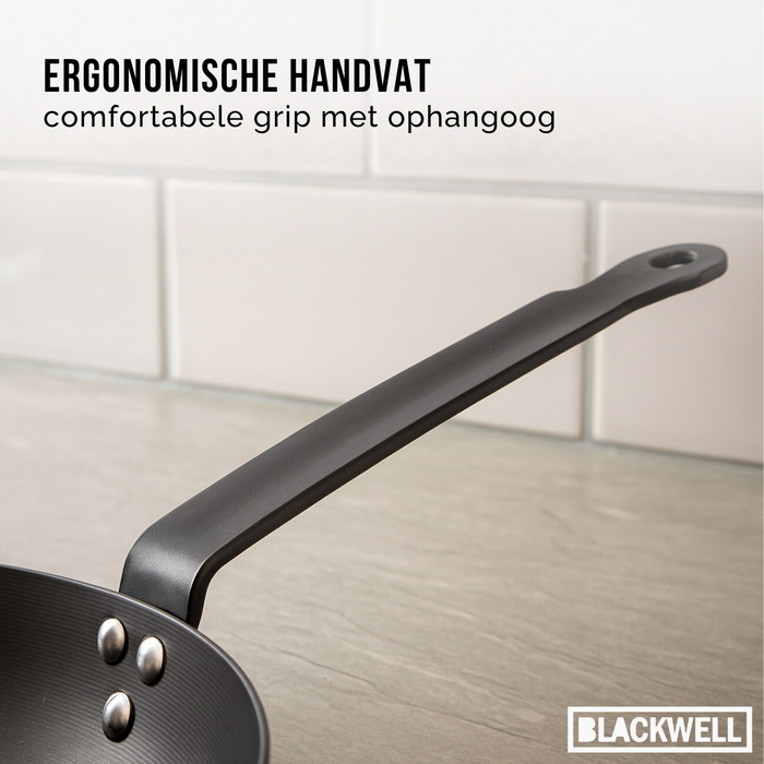 Blackwell Koekenpan Carbon Staal ø 30 cm - geschikt voor alle warmtebronnen - zonder anti-aanbaklaag