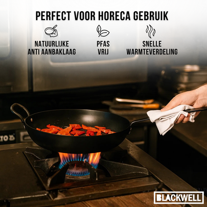 Blackwell Koekenpan met handvat Carbon Staal ø 32 cm - geschikt voor alle warmtebronnen - zonder anti-aanbaklaag