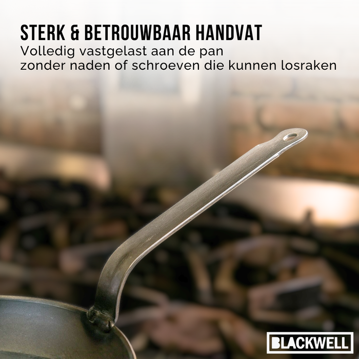 Blackwell Koekenpan met handvat Carbon Staal ø 32 cm - geschikt voor alle warmtebronnen - zonder anti-aanbaklaag