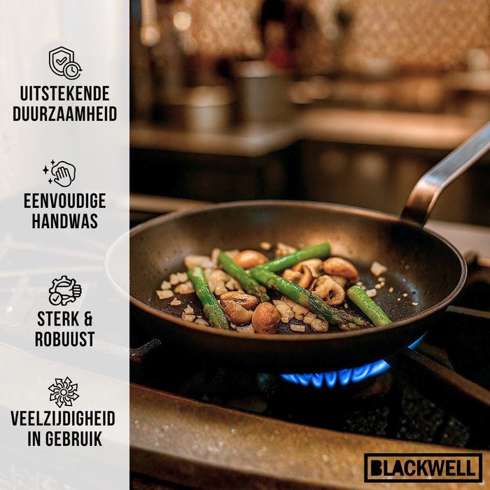 Blackwell Koekenpan Plaatstaal - Lyonnaiserpan - ø 32 cm - geschikt voor alle warmtebronnen - zonder anti-aanbaklaag