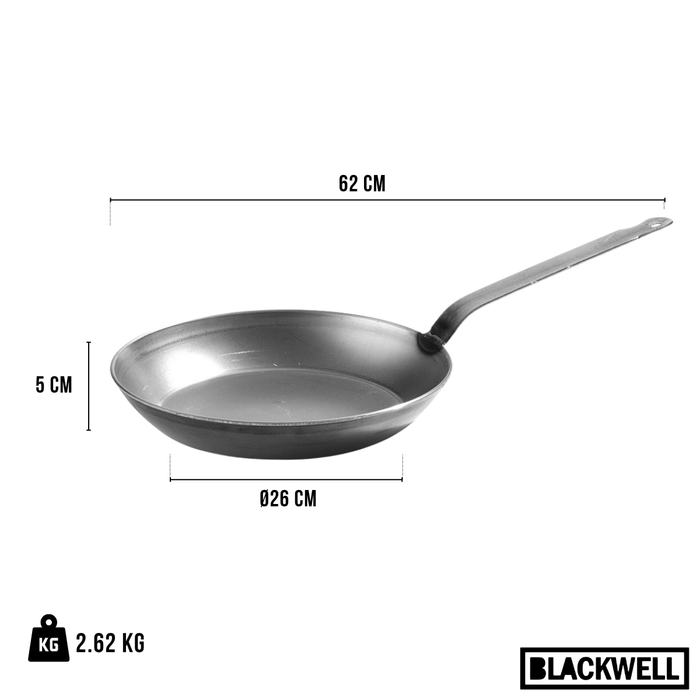 Blackwell Koekenpan Plaatstaal - Lyonnaiserpan - ø 32 cm - geschikt voor alle warmtebronnen - zonder anti-aanbaklaag