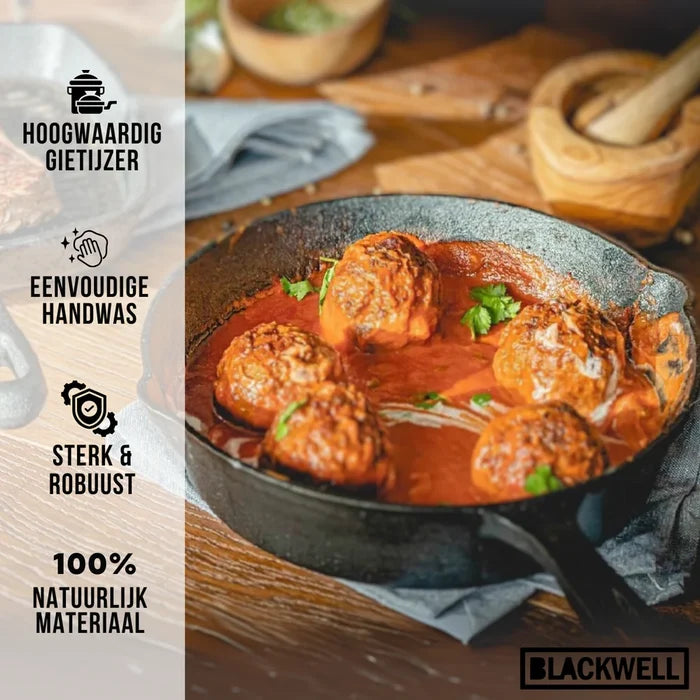 Blackwell Koekenpannenset Skillets Gietijzer 3-Delig ø 16, 20 & 25 cm - geschikt voor alle warmtebronnen - zonder anti-aanbaklaag