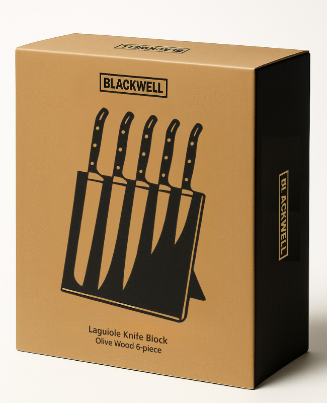 Blackwell Messenblok Magnetisch - Koksmessenset - Laguiole - Olijfhout - Koksmes, Broodmes, Vleesmes, Officemes & Schilmes 6-delig