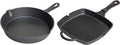 Blackwell Pannenset Gietijzer 2-Delig Koekenpan ø 25 cm & Grillpan 23 x 23 cm - geschikt voor alle warmtebronnen - zonder anti-aanbaklaag