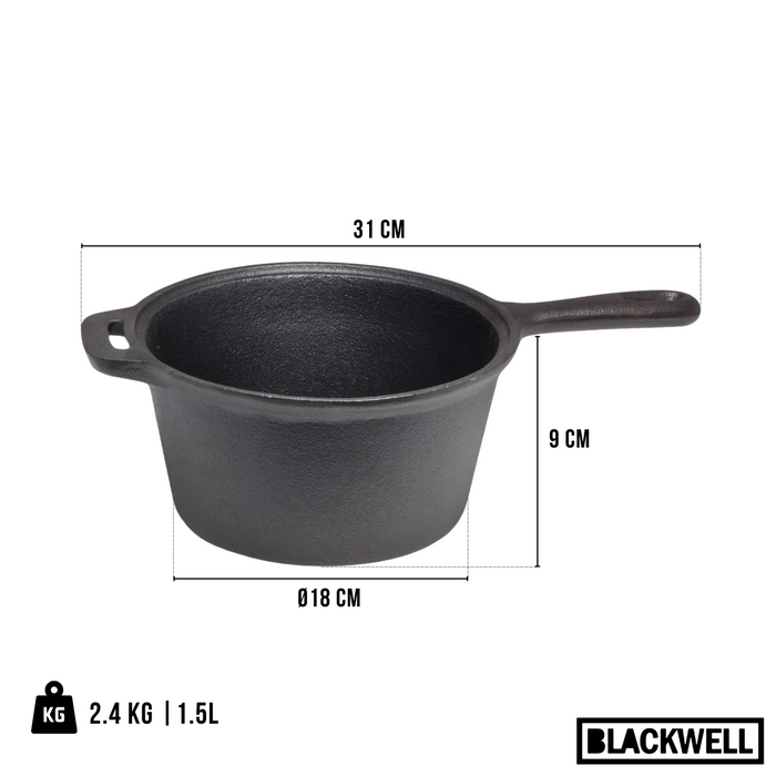 Blackwell Sauspan Gietijzer / Steelpan ø 18 cm - 1.5 liter - zonder anti-aanbaklaag
