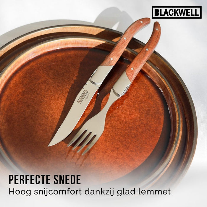 Blackwell Steakbestek Laguiole - Steakmessen & Steakvorken - Rozenhout - 12 Stuks
