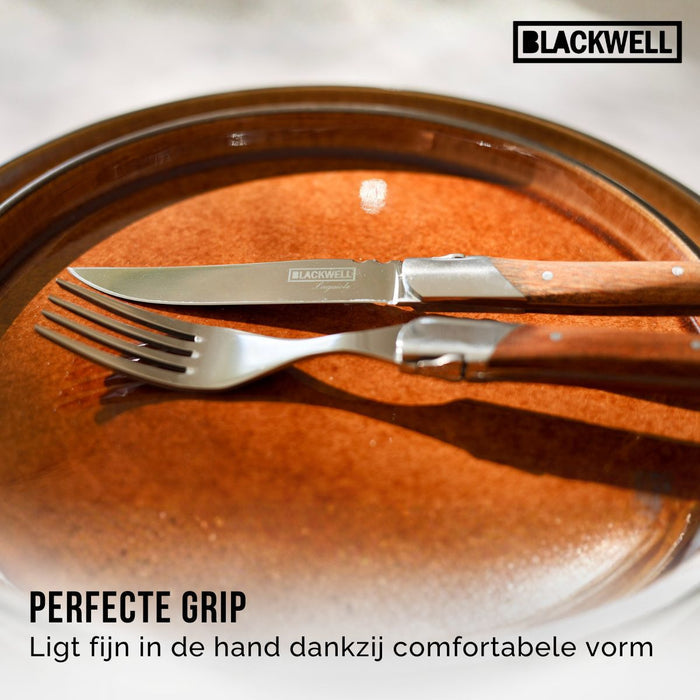 Blackwell Steakbestek Laguiole - Steakmessen & Steakvorken - Rozenhout - 12 Stuks