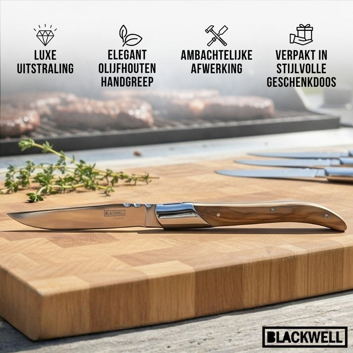 Blackwell Steakmessen Laguiole - Olijfhout - 6 Stuks
