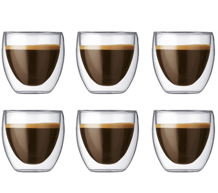 Bodum Dubbelwandige Espresso glazen Pavina - gepatenteerd ventiel - 80 ml - 6 stuks