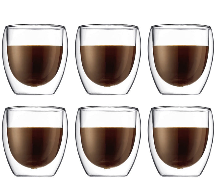 Bodum Dubbelwandige koffie- / theeglazen Pavina - gepatenteerd ventiel - 250 ml - 6 stuks