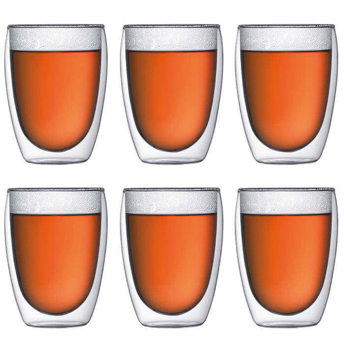 Bodum Dubbelwandige koffie- / theeglazen Pavina - gepatenteerd ventiel - 350 ml - 6 stuks