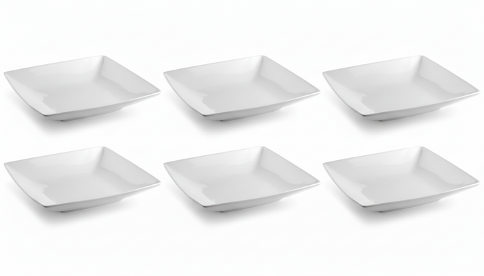 BonBistro Diepe Borden / Pastaborden Yong Squito 22 x 22 cm - Wit - 6 stuks