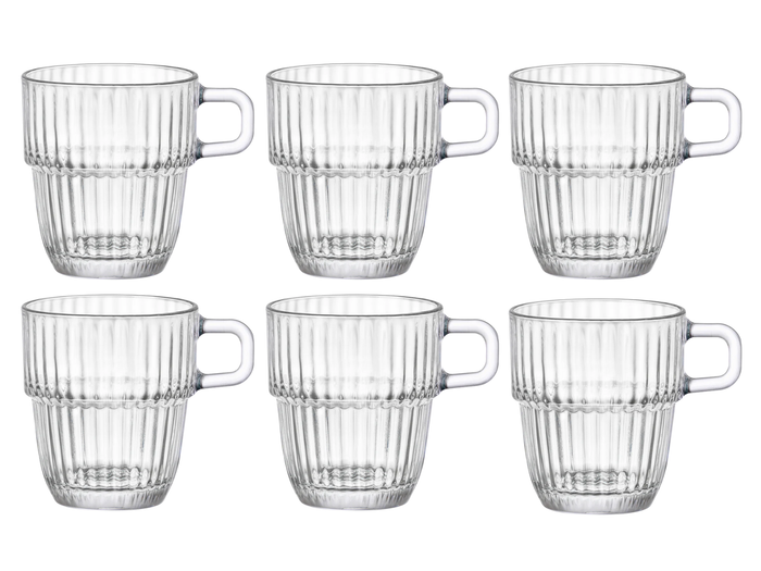 Bormioli Rocco Koffiekopjes met oor - Stapelbaar - Barshine 185 ml - 6 Stuks