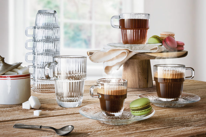 Bormioli Rocco Theeglazen - Koffieglazen met oor - Stapelbaar - Barshine 250 ml - 6 Stuks