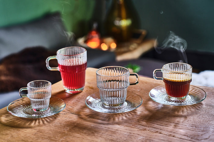 Bormioli Rocco Theeglazen - Koffieglazen met oor - Stapelbaar - Barshine 250 ml - 6 Stuks