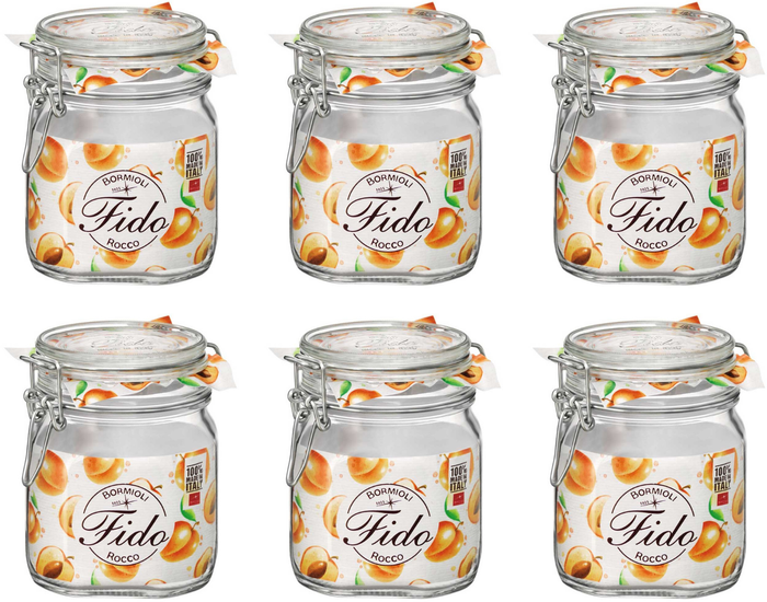Bormioli Rocco Weckpot Fido - 10 x 10 cm / 750 ml - vierkant - 6 stuks