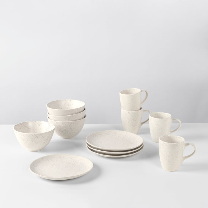 Broste Copenhagen Ontbijtset Nordic Vanilla 12-delig / 4 personen - 4 ontbijtborden, 4 kommen en 4 kopjes