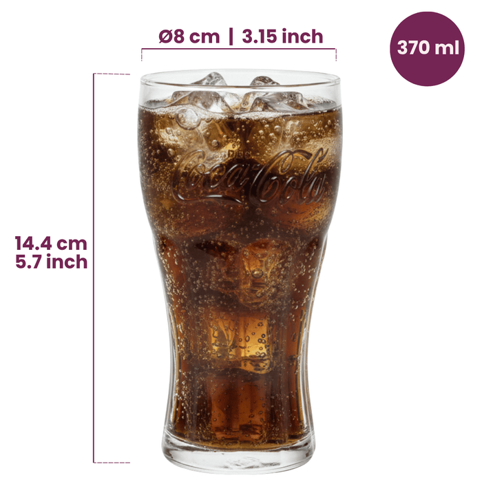Coca Cola Glazen - Longdrinkglazen - Frisdrankglazen - Classic - 370 ml - 4 Stuks