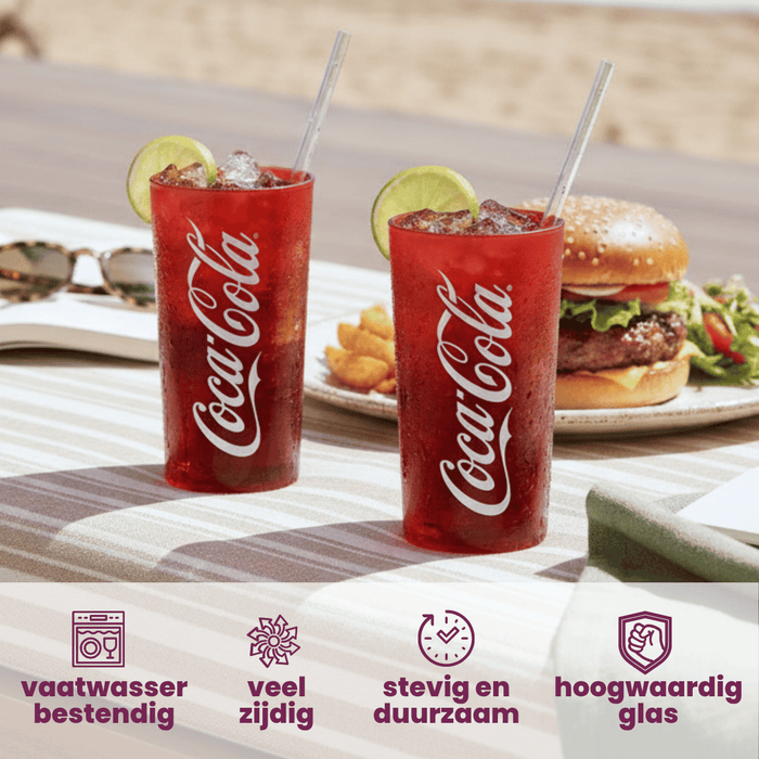 Coca Cola Glazen - Longdrinkglazen - Frisdrankglazen - Frozen - Rood 270 ml - 6 Stuks
