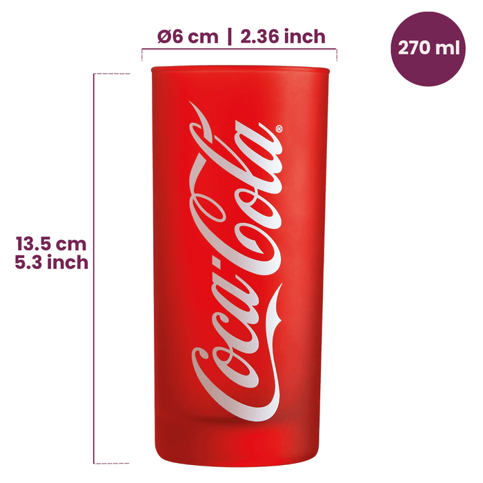 Coca Cola Glazen - Longdrinkglazen - Frisdrankglazen - Frozen - Rood 270 ml - 6 Stuks
