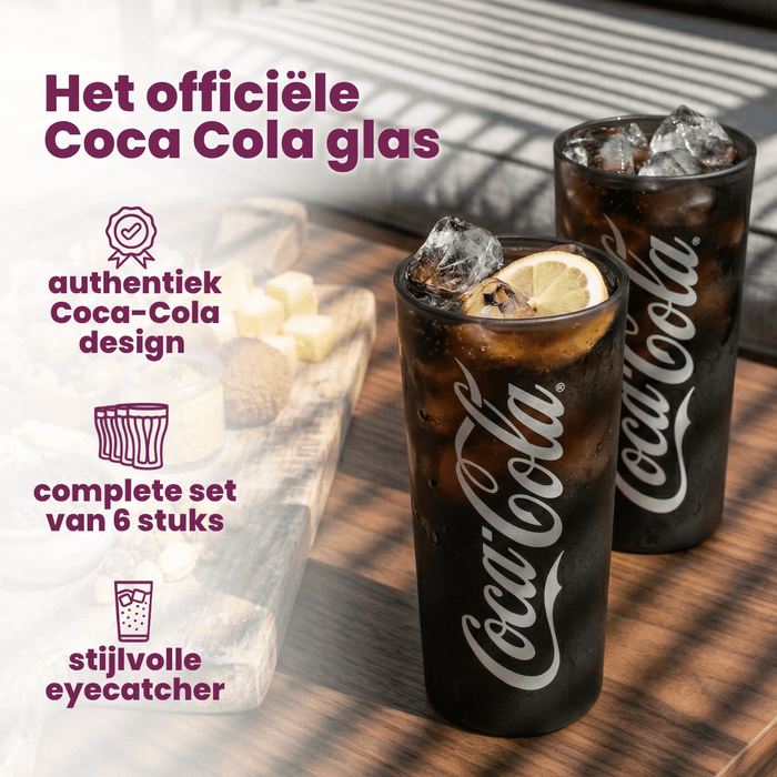 Coca Cola Glazen - Longdrinkglazen - Frisdrankglazen - Frozen - Zwart 270 ml - 6 Stuks