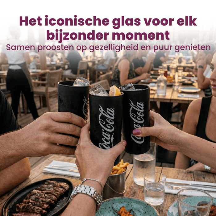 Coca Cola Glazen - Longdrinkglazen - Frisdrankglazen - Frozen - Zwart 270 ml - 6 Stuks