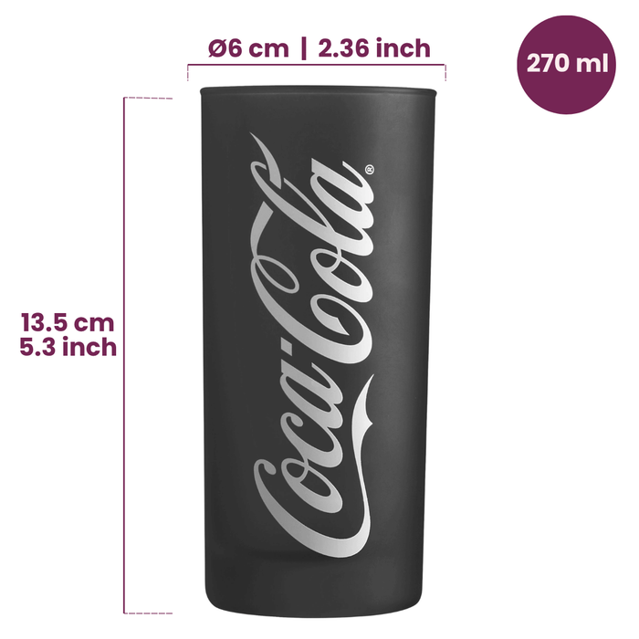 Coca Cola Glazen - Longdrinkglazen - Frisdrankglazen - Frozen - Zwart 270 ml - 6 Stuks
