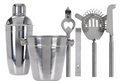 Cookinglife Barset RVS 6-Delig - Cocktailshaker, Ijsemmer, Zeef, Flesopener, Tang en Mes