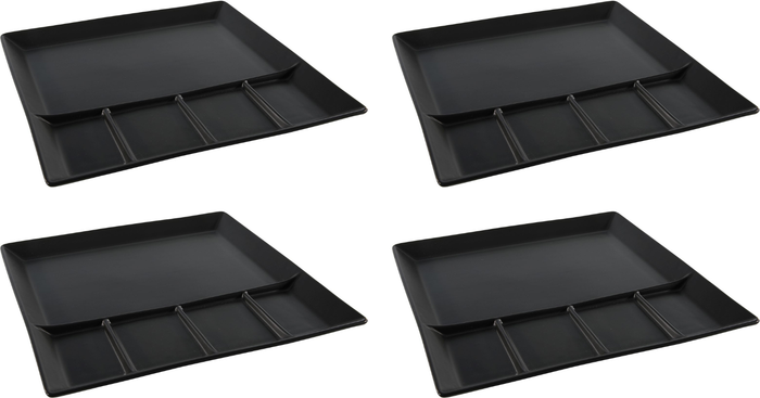 Cookinglife BBQ Borden / Fondueborden / Gourmetborden 5 vakken - 24 x 24 cm - 4 stuks