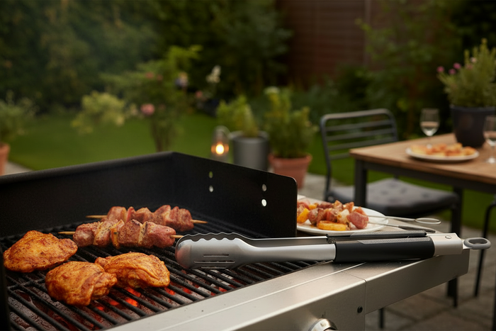 Cookinglife BBQ Tang Fire & Flavour RVS 42 cm - Grilltang Zwart/Grijs