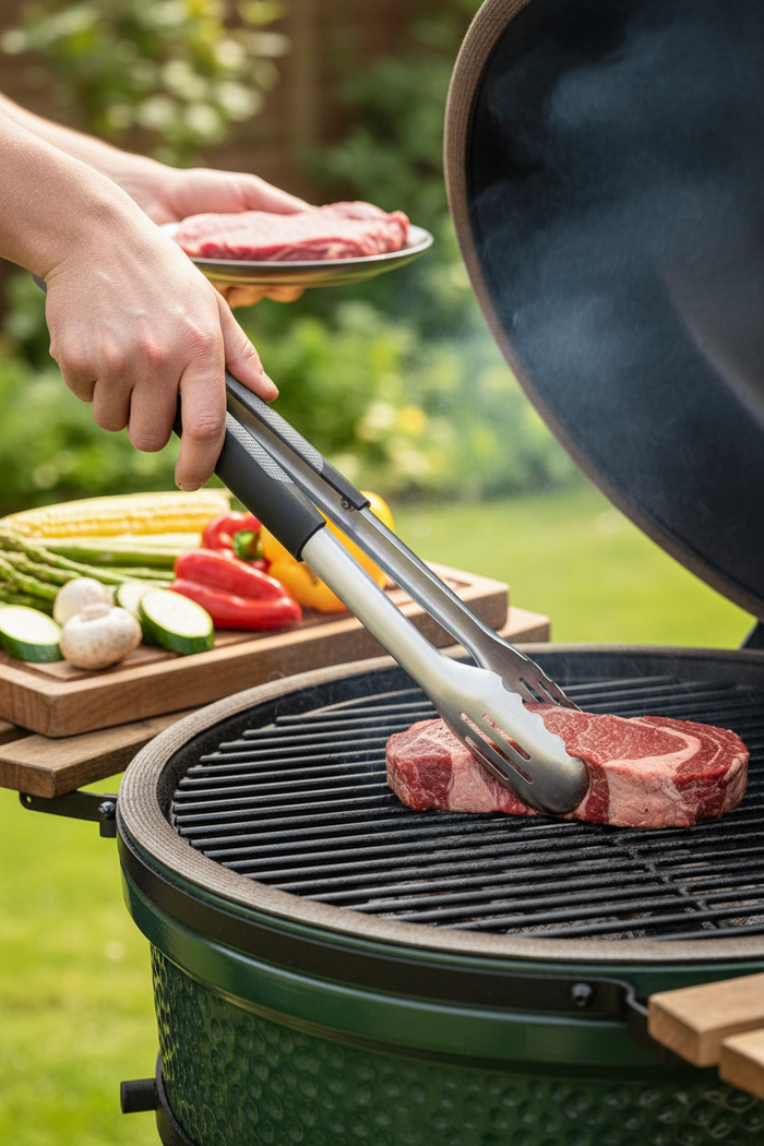 Cookinglife BBQ Tang Fire & Flavour RVS 42 cm - Grilltang Zwart/Grijs