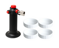 Cookinglife Creme Brulee Set - Brander / Koksbrander + Creme Brulee Schaaltjes ø 12 cm - 4 Stuks