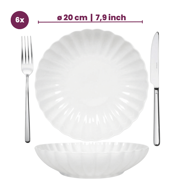 Cookinglife Diepe Borden / Pastaborden Cardida Off White ø 20 cm - 6 Stuks