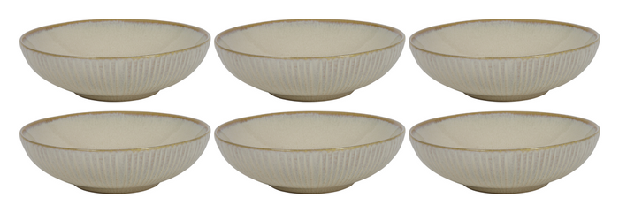 Cookinglife Diepe Borden / Pastaborden Coastal Lines Ocean Beige ø 18 cm - 6 Stuks set image