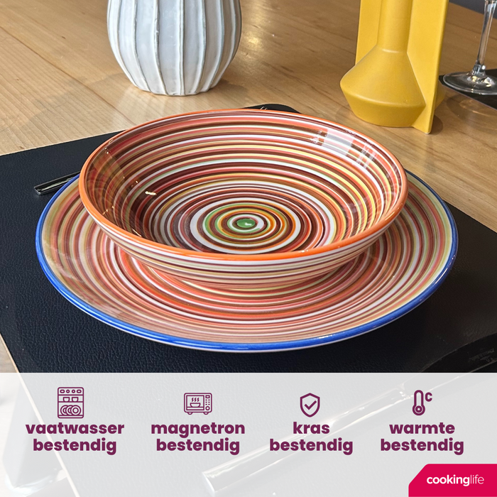 Cookinglife Diepe Borden / Pastaborden Rhythm & Lines ø 20 cm - 4 Stuks