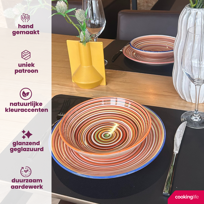 Cookinglife Diepe Borden / Pastaborden Rhythm & Lines ø 20 cm - 4 Stuks