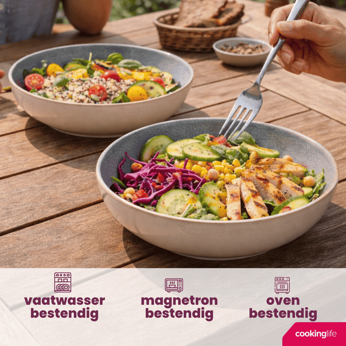 Cookinglife Diepe Borden / Pastaborden Serene Blue ø 23 cm - Aardewerk - 4 stuks