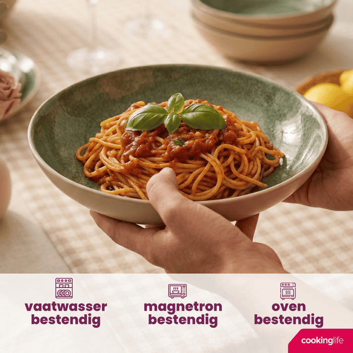 Cookinglife Diepe Borden / Pastaborden Serene Green ø 23 cm - Aardewerk - 4 Stuks
